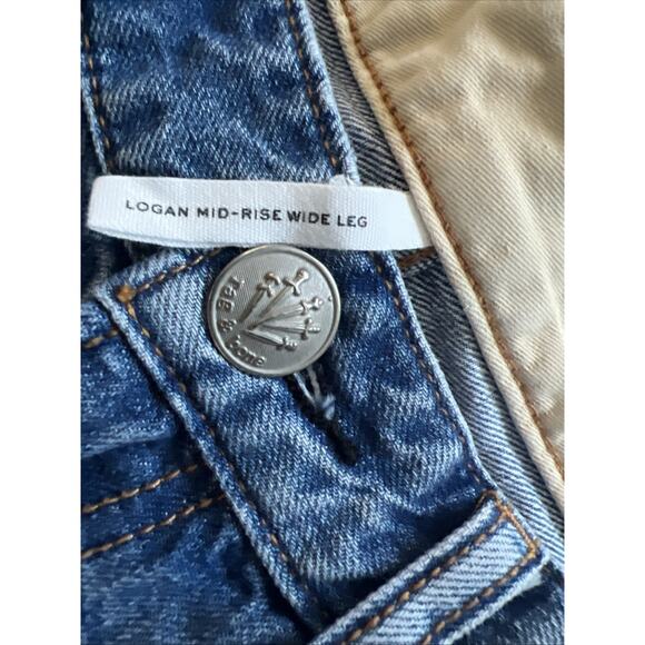 Rag & Bone Logan Wide Leg Jeans Womens 30 Distressed 100% Cotton Casual Edgy - Picture 6 of 12